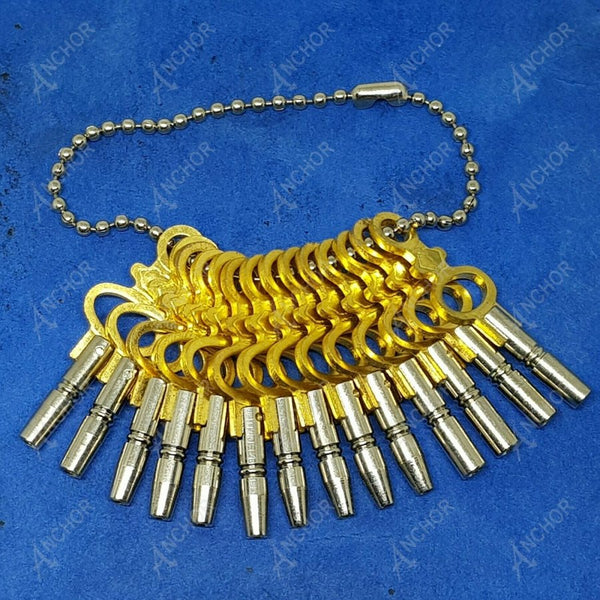 14 把鑰匙套裝,適用於懷錶鑰匙上鍊,尺寸 00-12